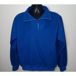 Vintage 90s Hobie Men's Medium 1/4 Zip Pullover Blue Fleece Jacket Long Sleeve